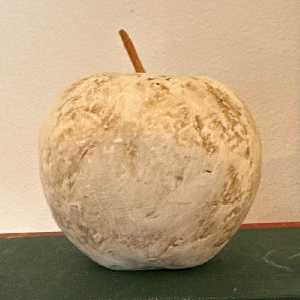 White & Brown Wooden Decorative Faux Apple Accent for Kitchen or Dining Room